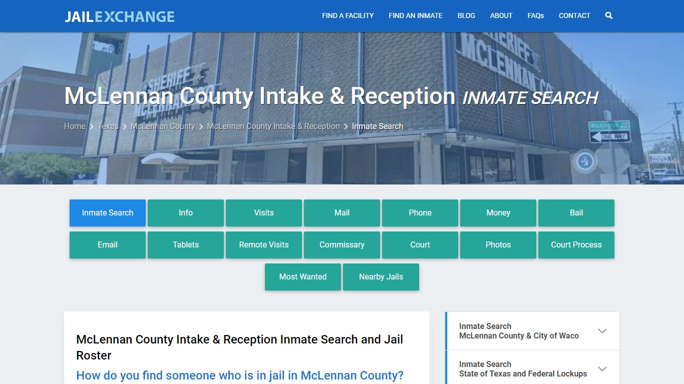 McLennan County Intake & Reception Inmate Search - Jail Exchange